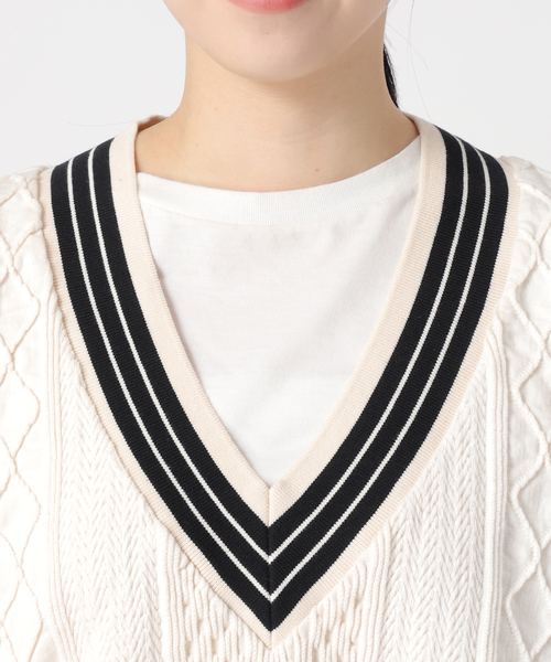 CAL O LINE（キャルオーライン）の「《別注》【CAL O LINE/キャルオーライン】TILDEN VEST：ベスト（ベスト・レディース・ダークブルー/イエロー/ブラック・MEDIUM）」の13枚目の写真