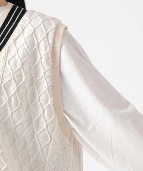 CAL O LINE（キャルオーライン）の「《別注》【CAL O LINE/キャルオーライン】TILDEN VEST：ベスト（ベスト・レディース・ダークブルー/イエロー/ブラック・MEDIUM）」の14枚目の写真