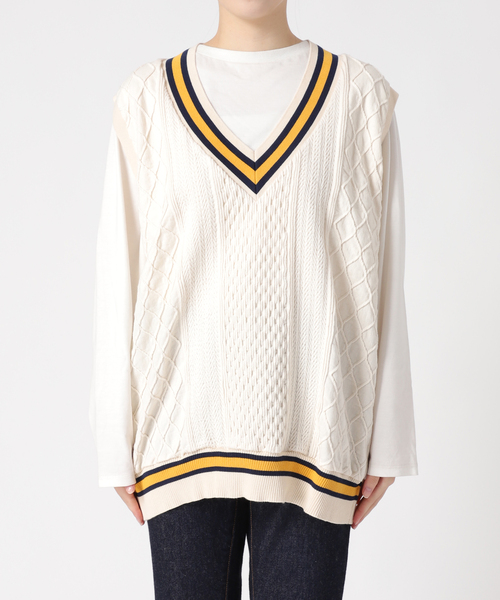 CAL O LINE（キャルオーライン）の「《別注》【CAL O LINE/キャルオーライン】TILDEN VEST：ベスト（ベスト・レディース・ダークブルー/イエロー/ブラック・MEDIUM）」の19枚目の写真