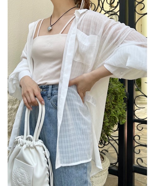 JUMELLE（ジュメロ）の「《Tシャツにも、水着にも、日よけにも》エアリーシアーシャツ（シャツ/ブラウス・レディース・ホワイト/ピンク・FREE）」の16枚目の写真