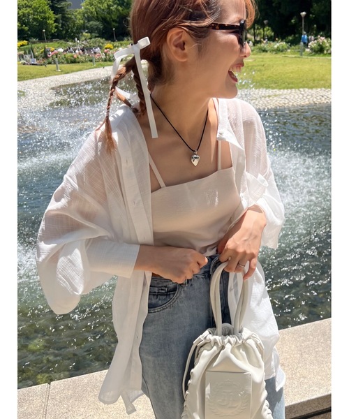 JUMELLE（ジュメロ）の「《Tシャツにも、水着にも、日よけにも》エアリーシアーシャツ（シャツ/ブラウス・レディース・ホワイト/ピンク・FREE）」の19枚目の写真