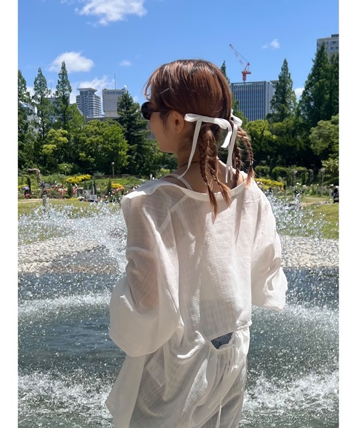 JUMELLE（ジュメロ）の「《Tシャツにも、水着にも、日よけにも》エアリーシアーシャツ（シャツ/ブラウス・レディース・ホワイト/ピンク・FREE）」の20枚目の写真