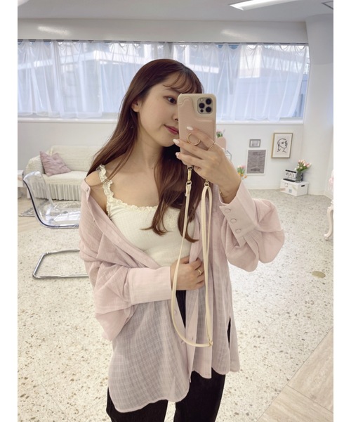 JUMELLE（ジュメロ）の「《Tシャツにも、水着にも、日よけにも》エアリーシアーシャツ（シャツ/ブラウス・レディース・ホワイト/ピンク・FREE）」の9枚目の写真