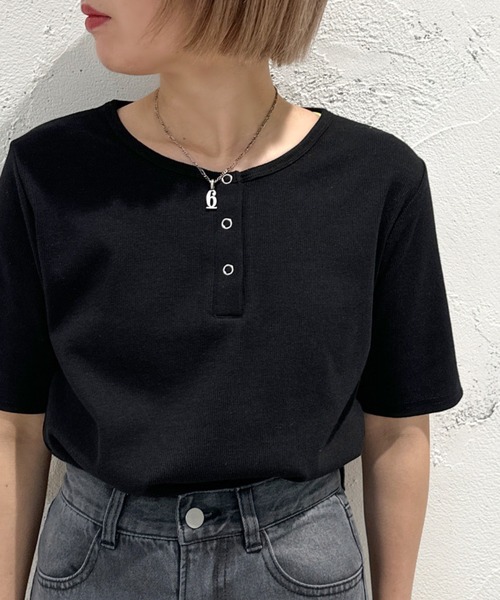 apres jour mignon(アプレジュールミニョン)の「ヘンリーネック半袖トップス【ZOZOTOWN限定アイテム】(Tシャツ/カットソー・レディース・ネイビー/アイボリー/ブラック/ブルー/その他・X-LARGE/フリー)」の22枚目の写真