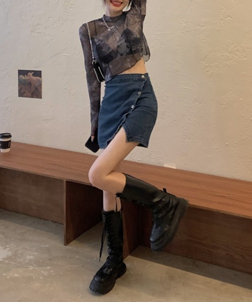 SEN TOKYO（セントーキョー）の「ゆるっと抜け感。ショート丈染めシースルーメロートップス（シャツ/ブラウス・レディース・ブラック系その他/ブラック・FREE）」の5枚目の写真