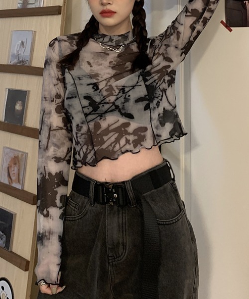 SEN TOKYO（セントーキョー）の「ゆるっと抜け感。ショート丈染めシースルーメロートップス（シャツ/ブラウス・レディース・ブラック系その他/ブラック・FREE）」の15枚目の写真