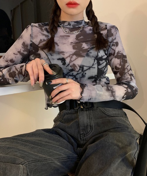 SEN TOKYO（セントーキョー）の「ゆるっと抜け感。ショート丈染めシースルーメロートップス（シャツ/ブラウス・レディース・ブラック系その他/ブラック・FREE）」の20枚目の写真