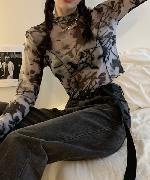 SEN TOKYO（セントーキョー）の「ゆるっと抜け感。ショート丈染めシースルーメロートップス（シャツ/ブラウス・レディース・ブラック系その他/ブラック・FREE）」の19枚目の写真