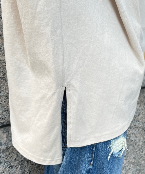 DouDou（ドゥドゥ）の「エンボスロゴバックギャザーTEE（Tシャツ/カットソー・レディース・グレイッシュベージュ/オフホワイト/チャコールグレー・FREE）」の20枚目の写真