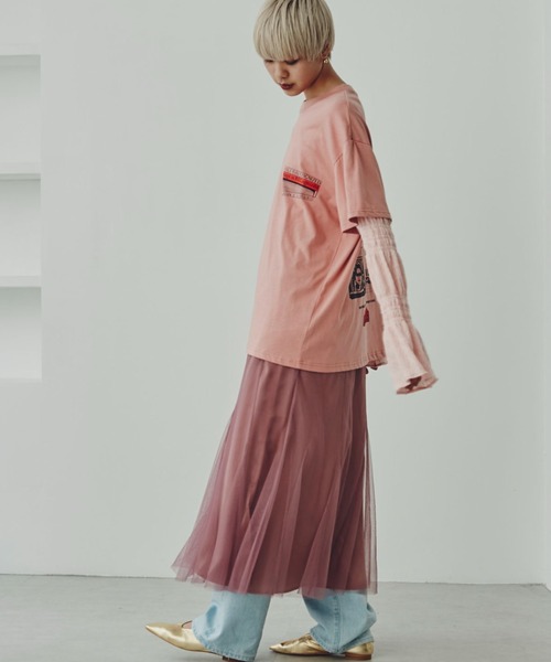 OKIRAKU×ROSE BUD シアースリーブドッキングロンT OKIRAKU（オキラク）の「(OKIRAKU×ROSE BUD)シアースリーブ