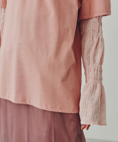 OKIRAKU(オキラク)の「(OKIRAKU×ROSE BUD)シアースリーブドッキングロンT(Tシャツ/カットソー・レディース・ブラック/ピンク・ONE SIZE)」の18枚目の写真