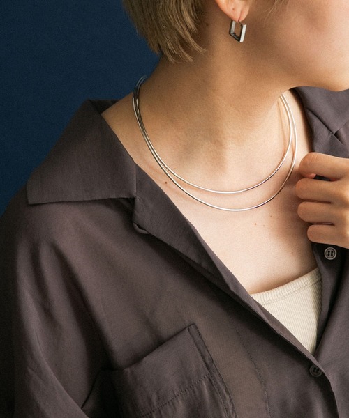 KBF（ケイビーエフ）の「ダブルメタルチョーカー（ネックレス・レディース・シルバー/ゴールド・ONE）」の2枚目の写真