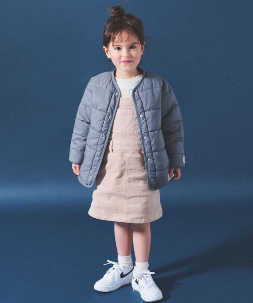 BEAMS mini(ビームスミニ)の「BEAMS mini / 機能綿 ノーカラー リバーシブル ブルゾン 23FW(90~150cm)(ブルゾン・キッズ・アイボリー/グリーン系その他・140/90/120/110/150/130/100)」の4枚目の写真