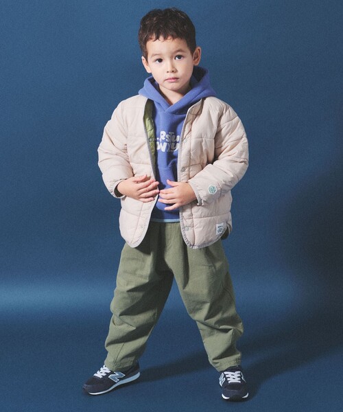 BEAMS mini(ビームスミニ)の「BEAMS mini / 機能綿 ノーカラー リバーシブル ブルゾン 23FW(90~150cm)(ブルゾン・キッズ・アイボリー/グリーン系その他・140/90/120/110/150/130/100)」の5枚目の写真