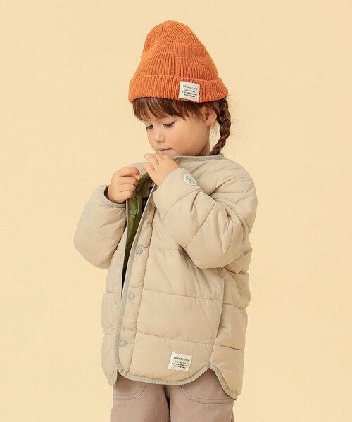BEAMS mini(ビームスミニ)の「BEAMS mini / 機能綿 ノーカラー リバーシブル ブルゾン 23FW(90~150cm)(ブルゾン・キッズ・アイボリー/グリーン系その他・140/90/120/110/150/130/100)」の7枚目の写真