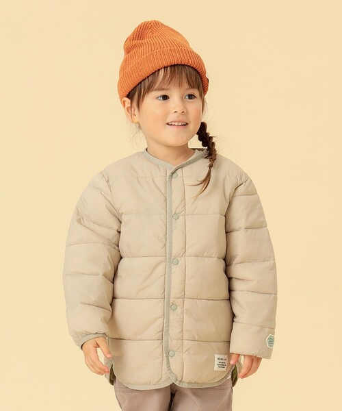 BEAMS mini(ビームスミニ)の「BEAMS mini / 機能綿 ノーカラー リバーシブル ブルゾン 23FW(90~150cm)(ブルゾン・キッズ・アイボリー/グリーン系その他・140/90/120/110/150/130/100)」の8枚目の写真