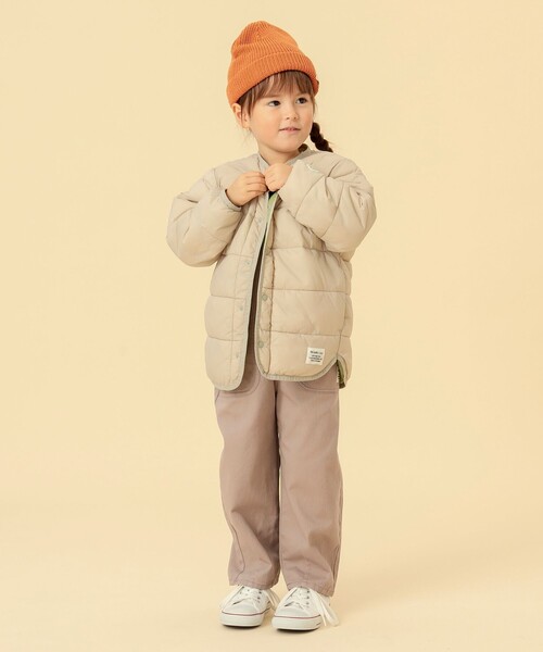BEAMS mini(ビームスミニ)の「BEAMS mini / 機能綿 ノーカラー リバーシブル ブルゾン 23FW(90~150cm)(ブルゾン・キッズ・アイボリー/グリーン系その他・140/90/120/110/150/130/100)」の10枚目の写真