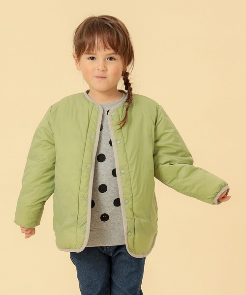 BEAMS mini(ビームスミニ)の「BEAMS mini / 機能綿 ノーカラー リバーシブル ブルゾン 23FW(90~150cm)(ブルゾン・キッズ・アイボリー/グリーン系その他・140/90/120/110/150/130/100)」の11枚目の写真
