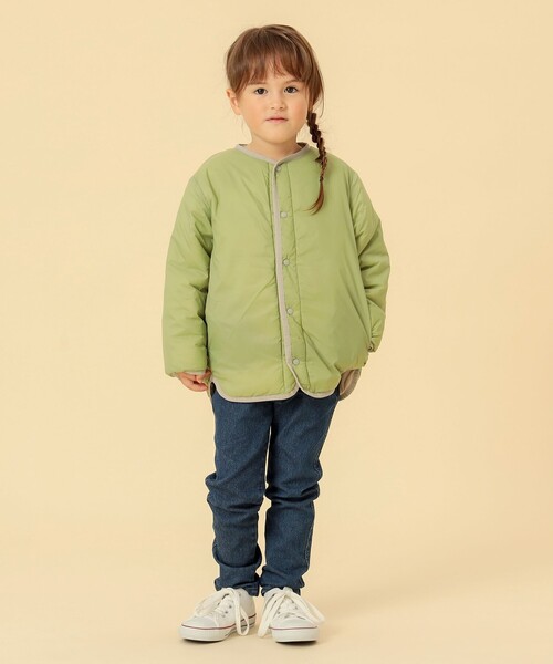 BEAMS mini(ビームスミニ)の「BEAMS mini / 機能綿 ノーカラー リバーシブル ブルゾン 23FW(90~150cm)(ブルゾン・キッズ・アイボリー/グリーン系その他・140/90/120/110/150/130/100)」の12枚目の写真