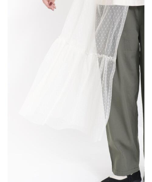 Samansa Mos2（サマンサ モスモス）の「ドットチュール前後2WAYキャミワンピース（ワンピース・レディース・キナリ/グレー/ブラック・F）」の7枚目の写真