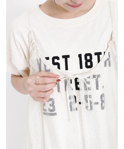 Samansa Mos2（サマンサ モスモス）の「ドットチュール前後2WAYキャミワンピース（ワンピース・レディース・キナリ/グレー/ブラック・F）」の8枚目の写真