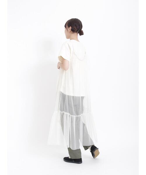 Samansa Mos2（サマンサ モスモス）の「ドットチュール前後2WAYキャミワンピース（ワンピース・レディース・キナリ/グレー/ブラック・F）」の13枚目の写真