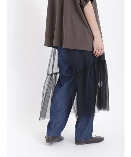 Samansa Mos2（サマンサ モスモス）の「ドットチュール前後2WAYキャミワンピース（ワンピース・レディース・キナリ/グレー/ブラック・F）」の15枚目の写真