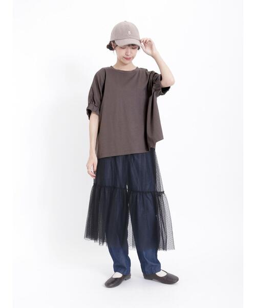 Samansa Mos2（サマンサ モスモス）の「ドットチュール前後2WAYキャミワンピース（ワンピース・レディース・キナリ/グレー/ブラック・F）」の18枚目の写真