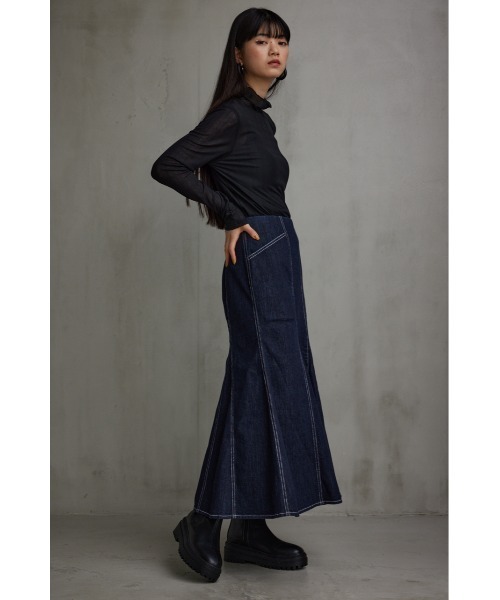 AZUL by moussy(アズールバイマウジー)の「デニムマーメイドスカート(デニムスカート・レディース・ワンウォッシュ・SMALL/MEDIUM)」の9枚目の写真