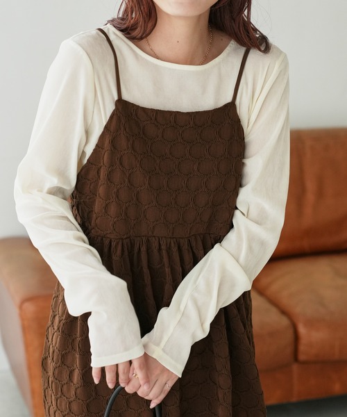 DISCOAT（ディスコート）の「ジャガードキャミチュニック《WEB限定カラーあり》（キャミソール・レディース・アイボリー/ブラック/ブラウン・FREE）」の4枚目の写真