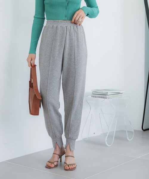 coca(coca)(コカ)の「GC ピンタック裏毛ジョガースウェットパンツ(スウェットパンツ・レディース・グレー/ブラック・M/L)」の1枚目の写真