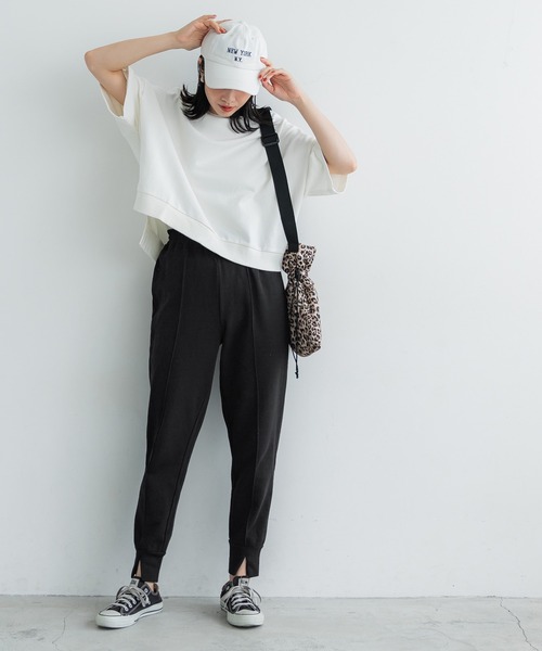 coca(coca)(コカ)の「GC ピンタック裏毛ジョガースウェットパンツ(スウェットパンツ・レディース・グレー/ブラック・M/L)」の6枚目の写真