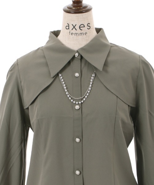 axes femme（アクシーズファム）の「パールチェーンセットブラウス（シャツ/ブラウス・レディース・カーキ/ブラック/ホワイト・FREE）」の11枚目の写真