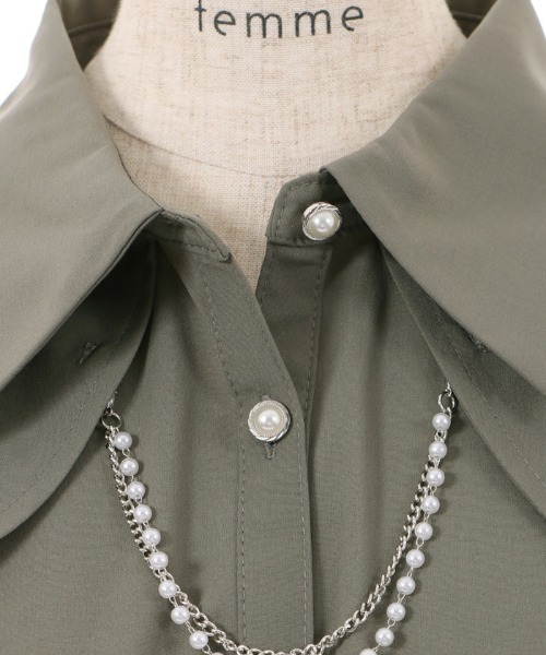 axes femme（アクシーズファム）の「パールチェーンセットブラウス（シャツ/ブラウス・レディース・カーキ/ブラック/ホワイト・FREE）」の14枚目の写真