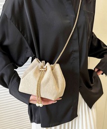 florist | ダブルパールチェーン×コーデュロイ巾着バッグ/ショルダーバッグ(ショルダーバッグ)