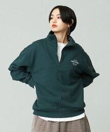 J.PRESS YORK STREET（ジェイプレスヨークストリート）の「【UNISEX】ワンポイントロゴ刺繍ハーフジッププルオーバー（スウェット）」