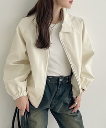 フェイクレザー ショート ジャケット