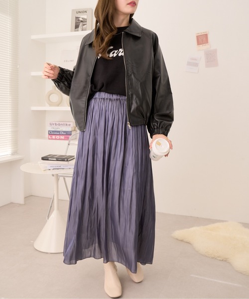 Ada.(エイダ)の「フェイクレザー ショート ジャケット(ブルゾン・レディース・ピンク/アイボリー/ブラック/ベージュ/ブラウン・FREE)」の10枚目の写真