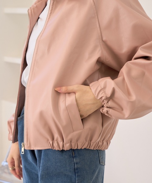 Ada.(エイダ)の「フェイクレザー ショート ジャケット(ブルゾン・レディース・ピンク/アイボリー/ブラック/ベージュ/ブラウン・FREE)」の22枚目の写真