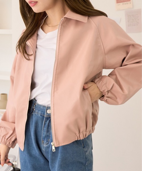 Ada.(エイダ)の「フェイクレザー ショート ジャケット(ブルゾン・レディース・ピンク/アイボリー/ブラック/ベージュ/ブラウン・FREE)」の14枚目の写真