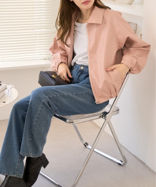 Ada.(エイダ)の「フェイクレザー ショート ジャケット(ブルゾン・レディース・ピンク/アイボリー/ブラック/ベージュ/ブラウン・FREE)」の11枚目の写真