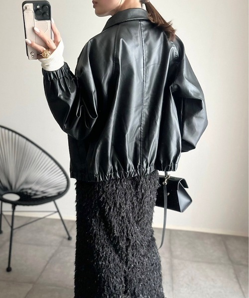 セール】フェイクレザー ショート ジャケット（ブルゾン）｜Ada