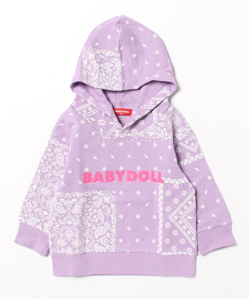 BABYDOLL（ベビードール）の「親子お揃い バンダナ柄パーカー 8853K（パーカー・キッズ・パープル/ブラック・120cm/100cm/110cm/80ｃｍ/150cm/140cm/90cm/130cm）」の16枚目の写真