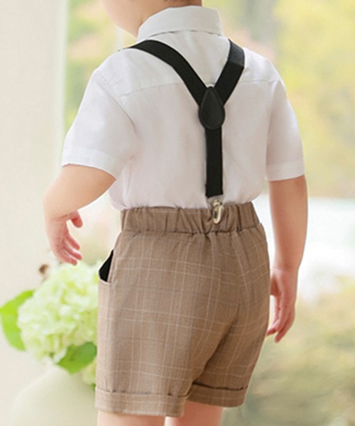 ZARA KIDS チェックスーツブレザー&パンツ、シャツ、ネクタイ4点セット コンビネーションネクタイチェック柄シャツ - ブラック/ホワイト