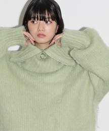 THE YOn（ザヨン）の「ハーフZIPブラッシュドシャギーニットスヌード（ネックウォーマー/スヌード）」