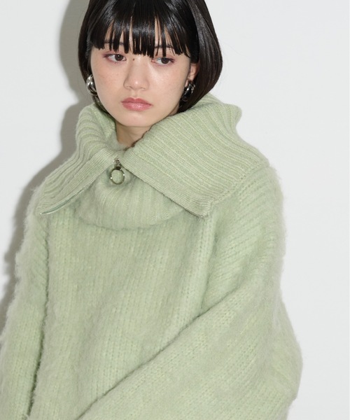 THE YOn（ザヨン）の「ハーフZIPブラッシュドシャギーニットスヌード（ネックウォーマー/スヌード・レディース・グリーン/オレンジ/チャコールグレー/グレー・FREE）」の20枚目の写真