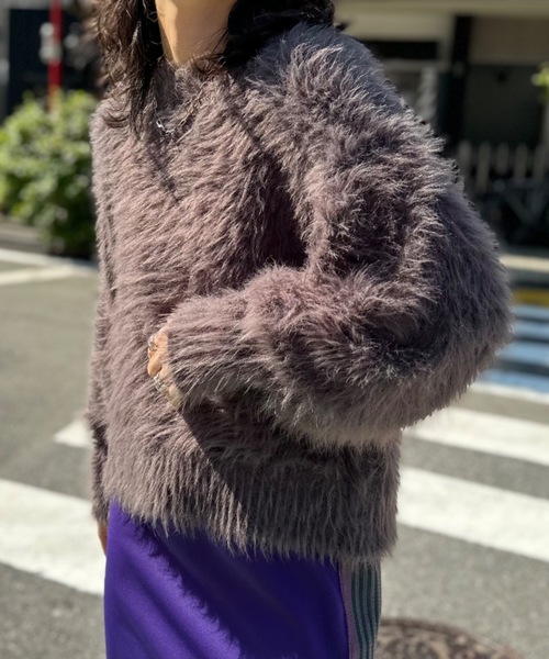 mi via loca（ミヴィアロカ）の「フェザーヤーンニットプルオーバー（ニット/セーター・レディース・グリーン/チャコールグレー/アイボリー・FREE）」の17枚目の写真