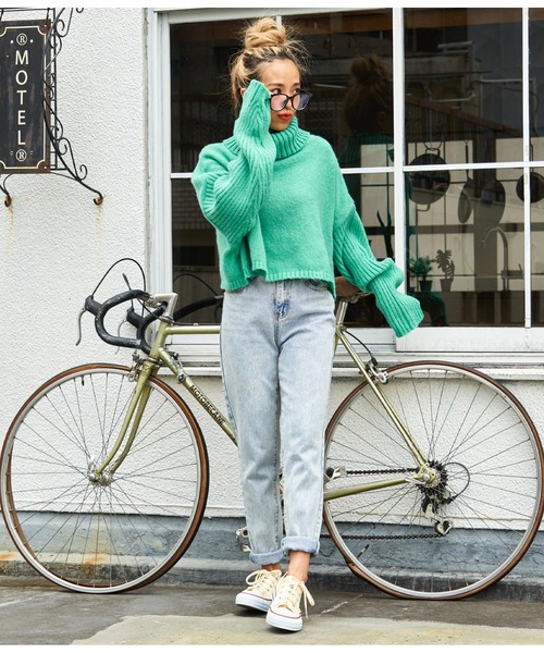 anap mimpi（アナップミンピ）の「オフタートルクロップド起毛ニット（ニット/セーター・レディース・ピンク/モカ/ミント・FREE）」の8枚目の写真