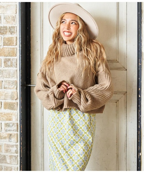 anap mimpi（アナップミンピ）の「オフタートルクロップド起毛ニット（ニット/セーター・レディース・ピンク/モカ/ミント・FREE）」の22枚目の写真