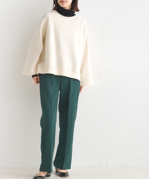 OMNES(オムネス)の「裏起毛ラグランスリーブプルオーバー長袖(Tシャツ/カットソー・レディース・アイボリー/ブルーグレー/カーキ/チャコールグレー・FREE)」の14枚目の写真